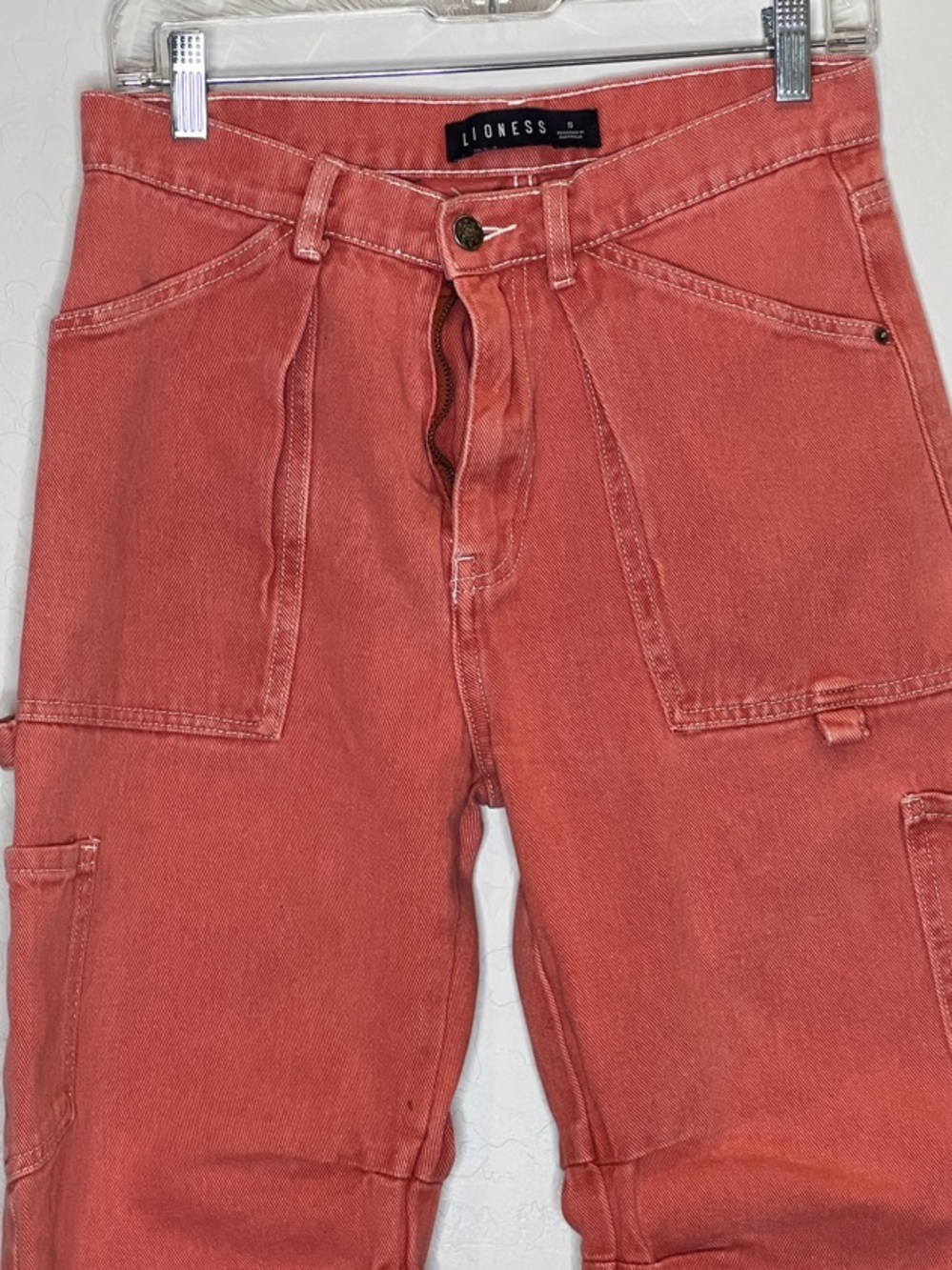 Lioness Light Orange/Peach oversized cargo pants size Small - Picture 3 of 12